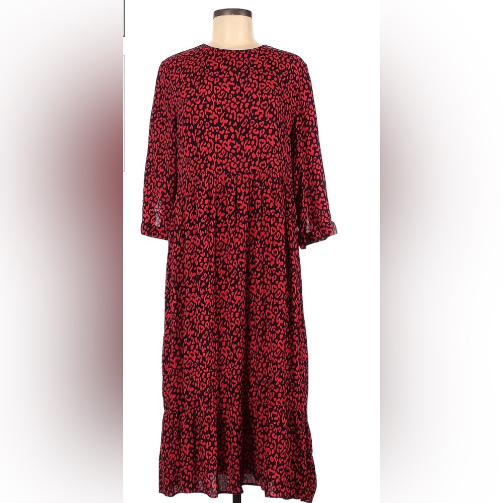 Zara cheetah midi dress 3/4 sleeves
